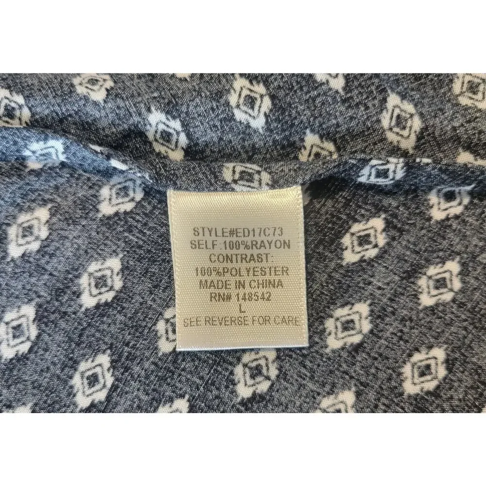 Cyrena by Anthropologie L Tunic Dress Black White Boho Floral Pleated Back Flowy